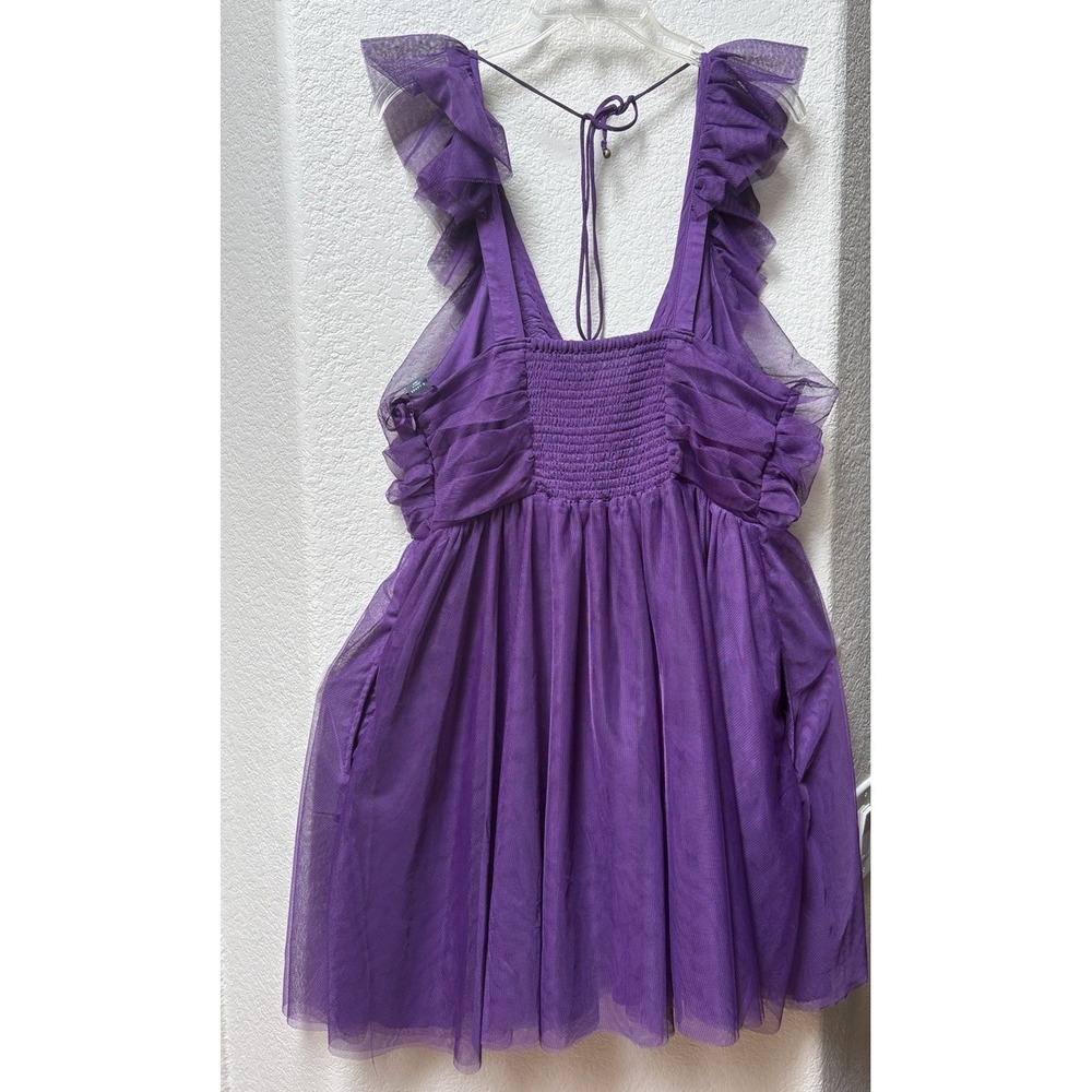 Anthropologie Maeve Ruffled Tulle Mini Dress Purple Size XL - Picture 7 of 14